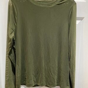 INC International Concepts Costa Green Mesh Fixture Long Sleeve Top Size L